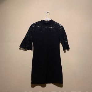 See-through black short sleeve dress
